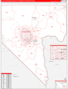 Las Vegas-Henderson-Paradise Metro Area Wall Map Red Line Style